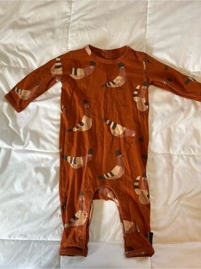 Tiny Cottons Rust Bird-Print Kids Footed Pajamas